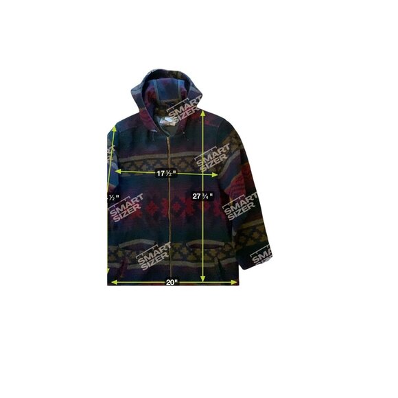 Vtg Eastern Mountain Hooded Sports Jacket Women M Wool Navajo Aztec Southwest - Picture 3 of 10